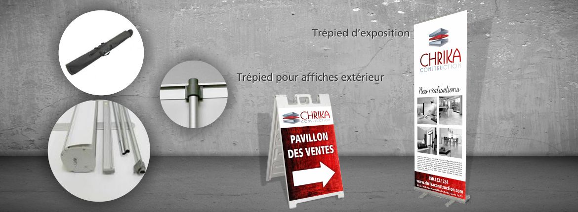 Affiche sur trépied d'exposition